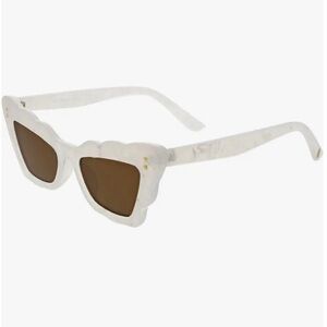 NWT BCBGeneration 51mm Scalloped Cat Eye Sunglasses, White Pearl